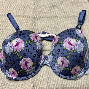 Victoria's Secret Floral Print Bra - Blue and Pink